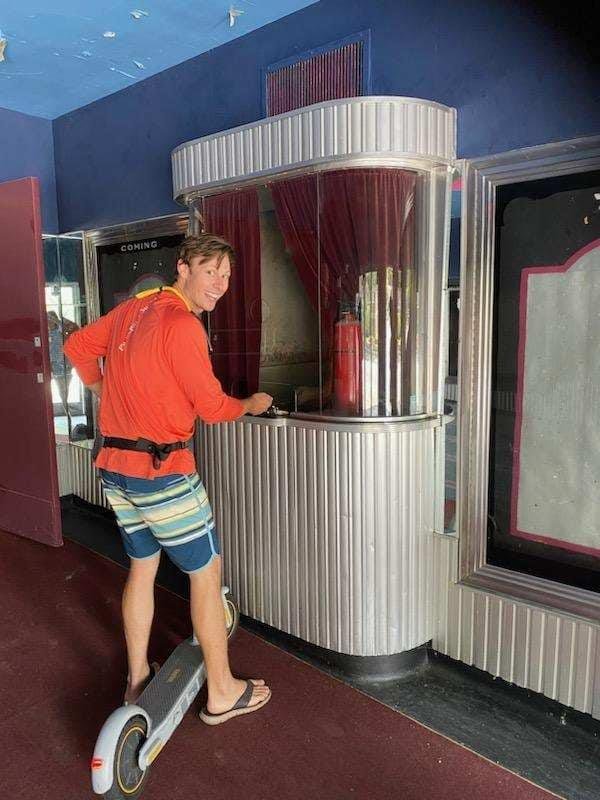 Man outside ticket booth